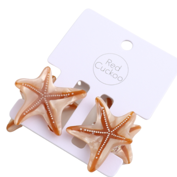 Brown Starfish Mini Claw Clips
