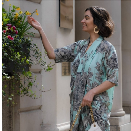 Crepe Rachel Dress Kew Etched Floral