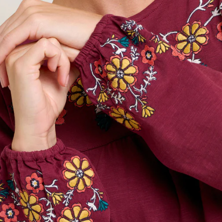 Folk Floral Embroidered Tee