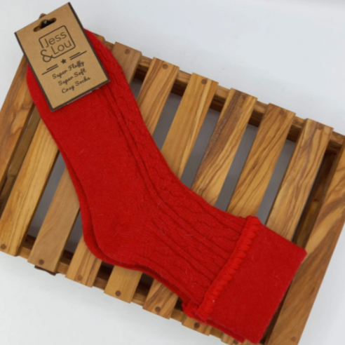 Pretty Cable Thick Knit Cuff Socks