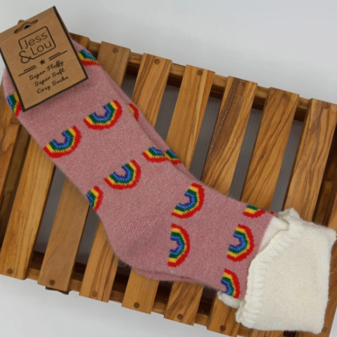 Radiant Rainbow Cuff Socks