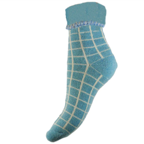 Cream Checked Cuff Socks