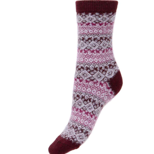 Fairisle Patterned Wool Blend Socks