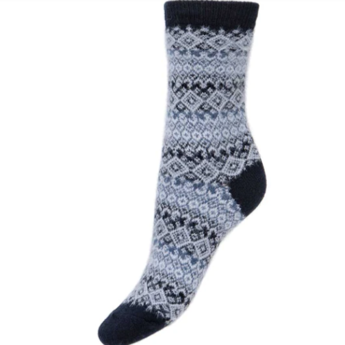 Fairisle Patterned Wool Blend Socks