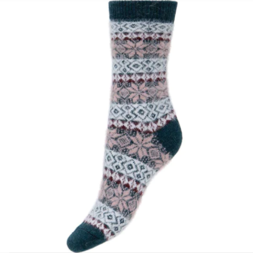 Fairisle Patterned Wool Blend Socks