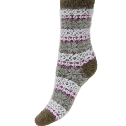 Fairisle Patterned Wool Blend Socks
