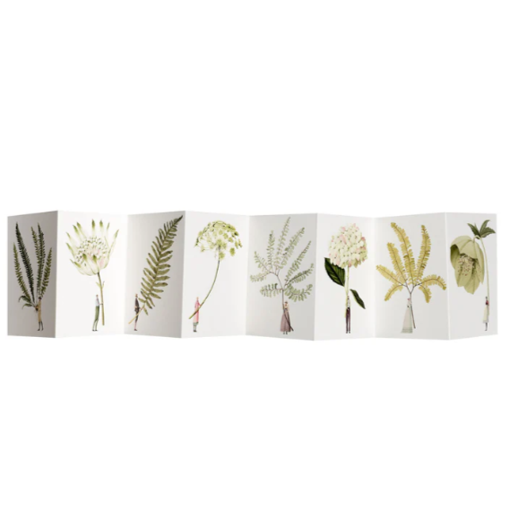 In Bloom Green Flowers Postcard Book