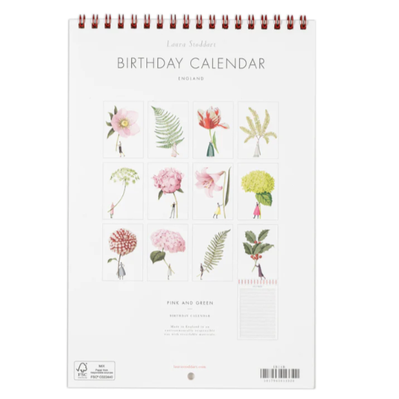Pink & Green Birthday Calendar