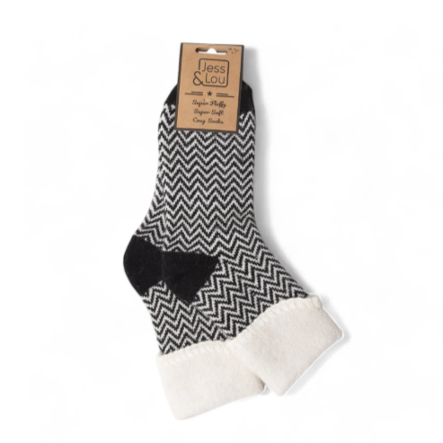 Happy Herringbone Cuff Socks
