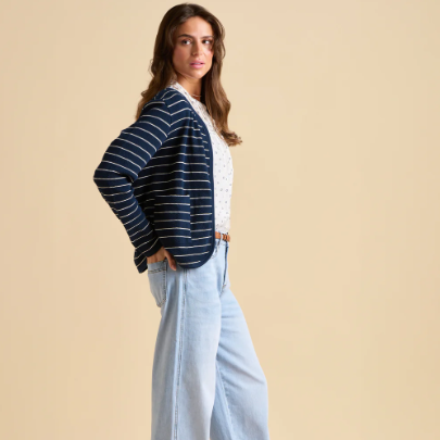 Navy Stripe Sweat Jacket