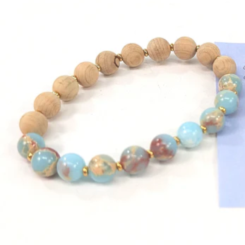 Shoushan Stone & Wood Bracelet