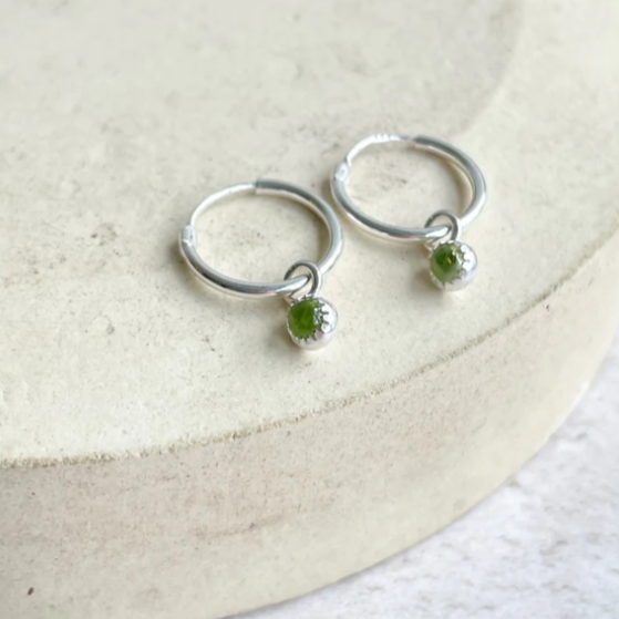 Sterling Silver Gem Stone Mini Hoops