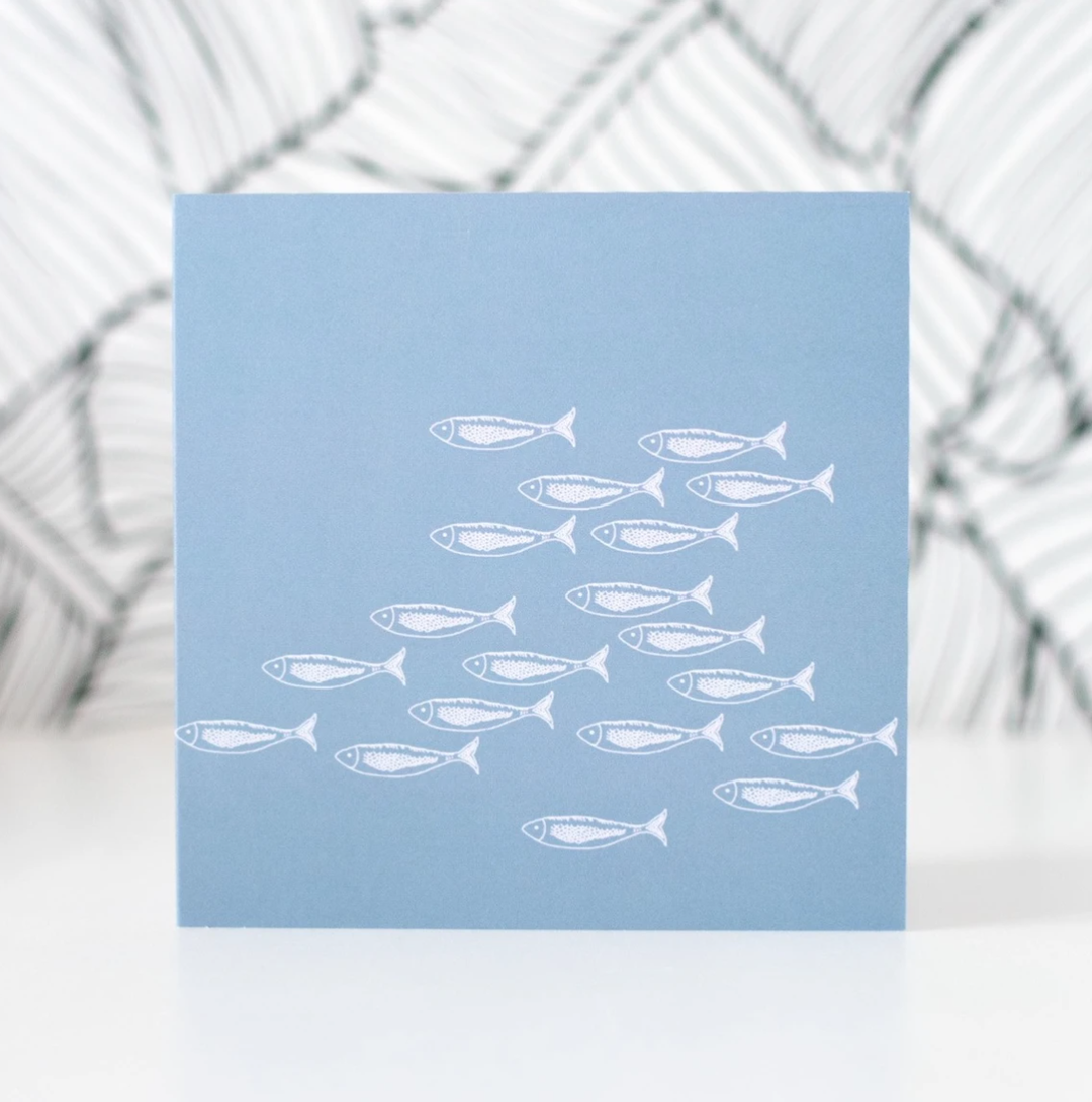 Fish card on pale blue