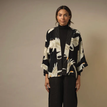 Stork Printed Kimono