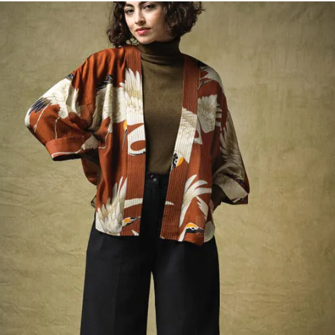 Stork Printed Kimono