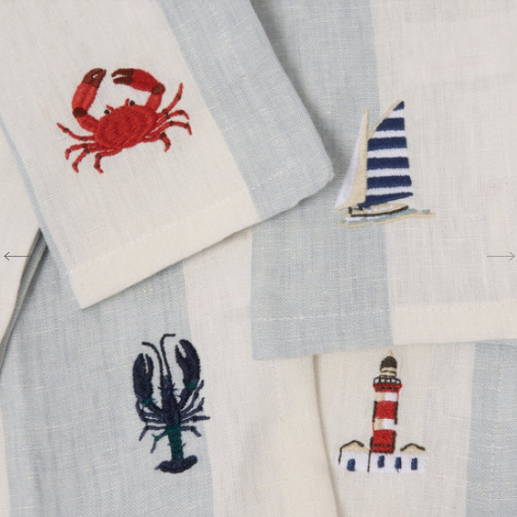 Linen Napkins Coastal Boats