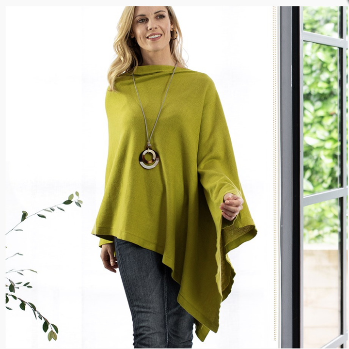 Cotton Fine Knit Poncho