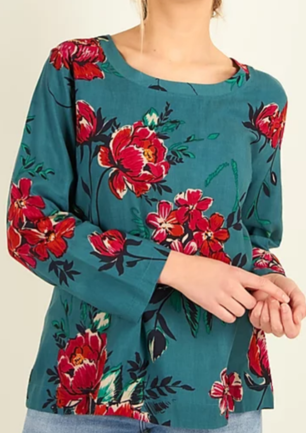 Teal peony Top
