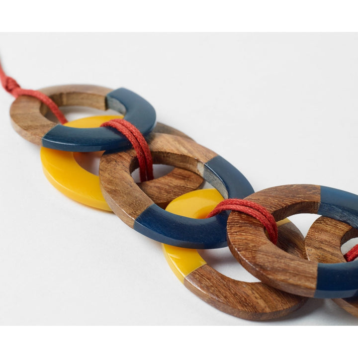 Woven Hoop Necklace - Wood and Resin