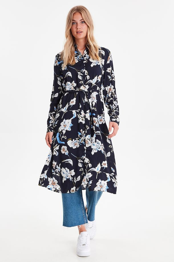 Ilena Shirt Dress in Blue Floral