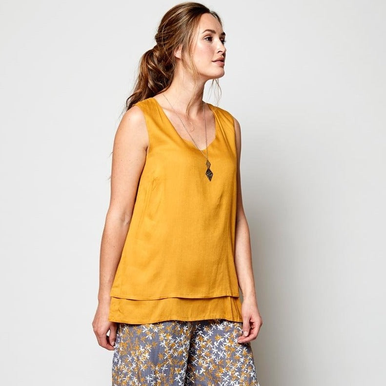 Plain Double Layer Vest - Sunflower