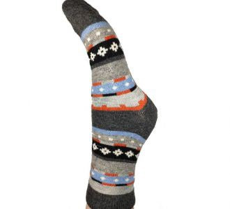 Flowers and Stripes Patterned Wool Blend Socks