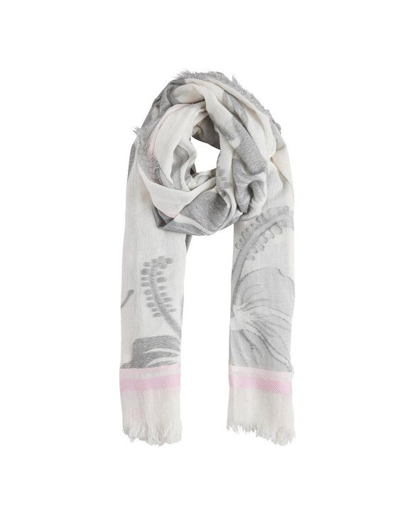 Wilone Scarf - Light Grey and Pink