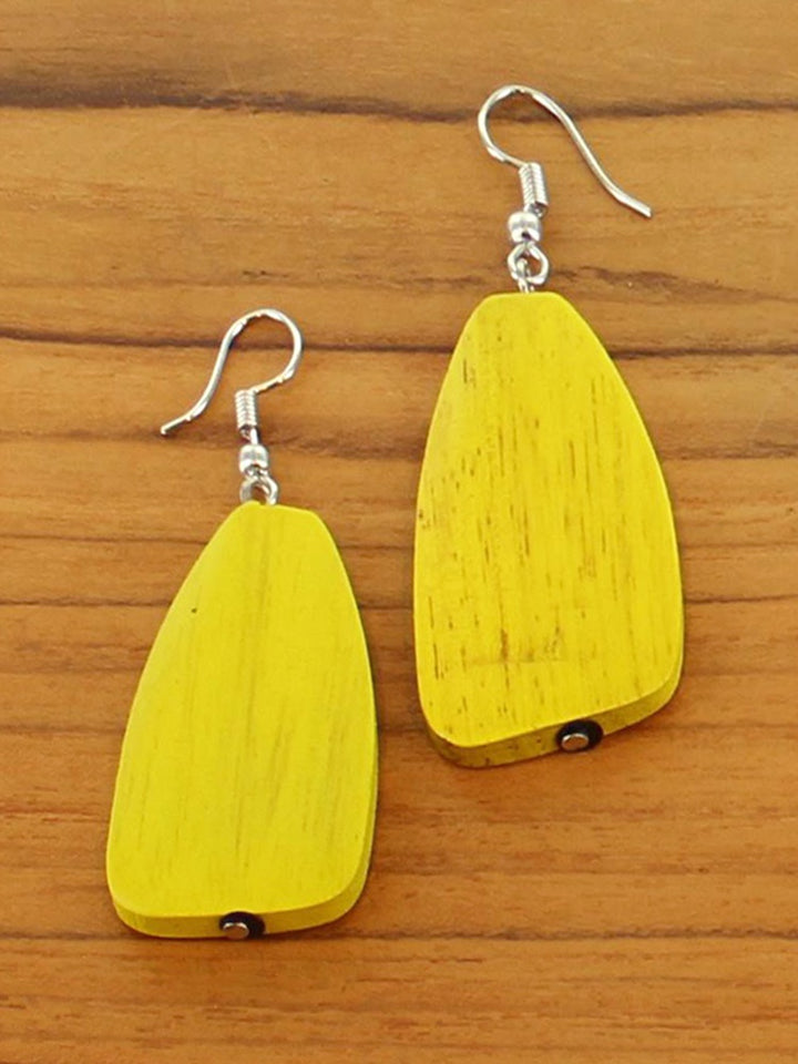 Wooden Pebble Drop Earring