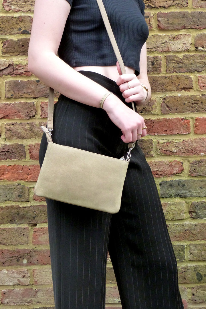 Small Cross Body Pouch with Shoulder Strap - Mink