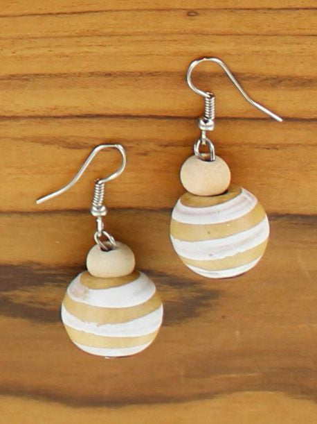 Wooden Ball Drop Earrings