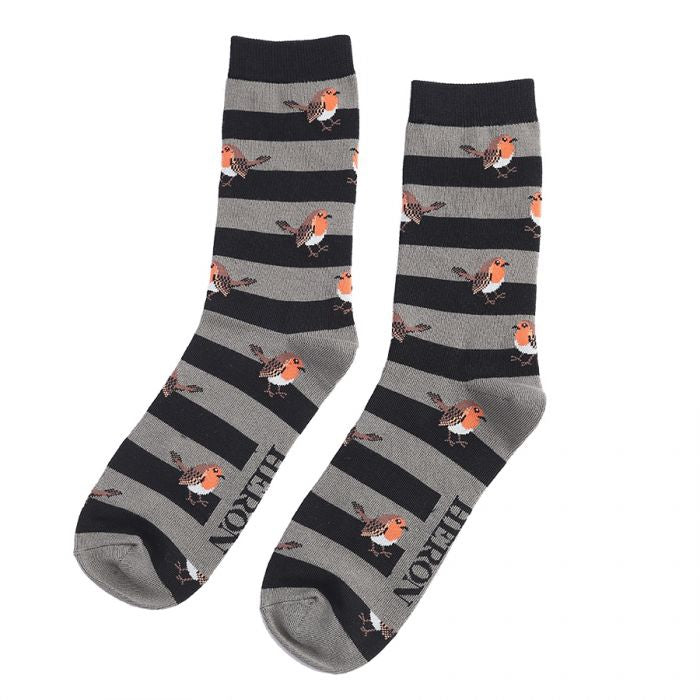 Robins and Stripes Socks - Mr Heron 7-11