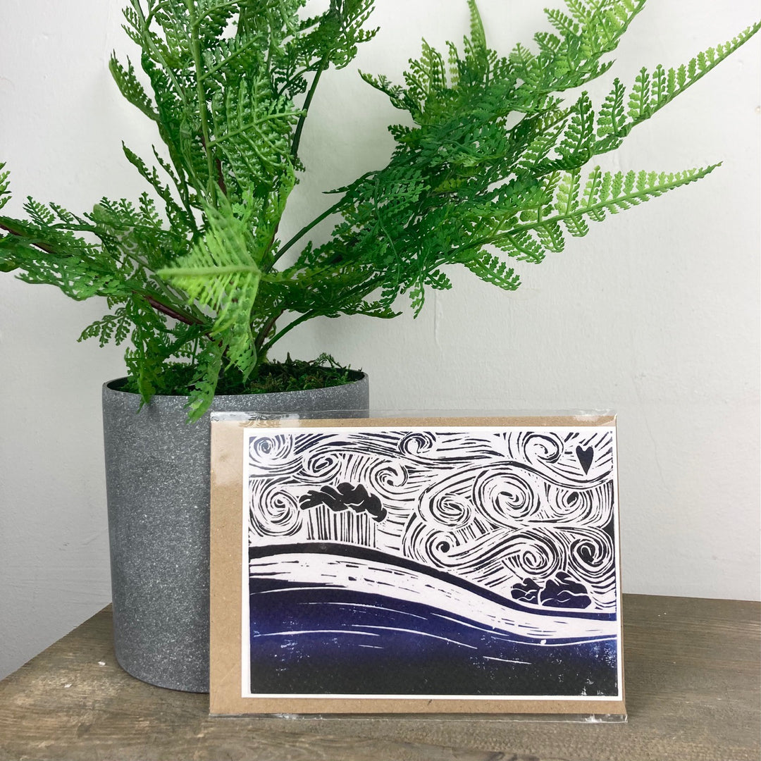 Nearly Home Trees Lino Print Card