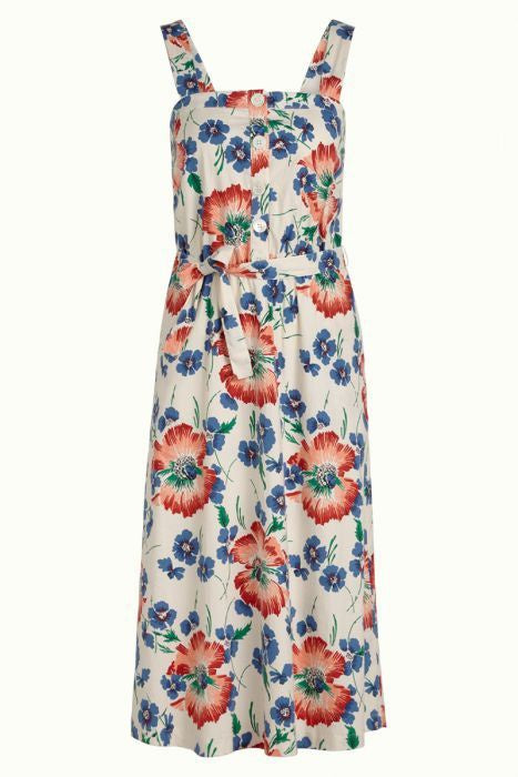 Chrissy Verano Dress - Cream with Multi-Coloured Bold Flower Print