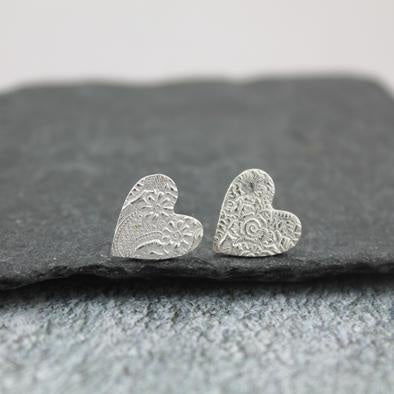 Silver Lace Stud Earrings