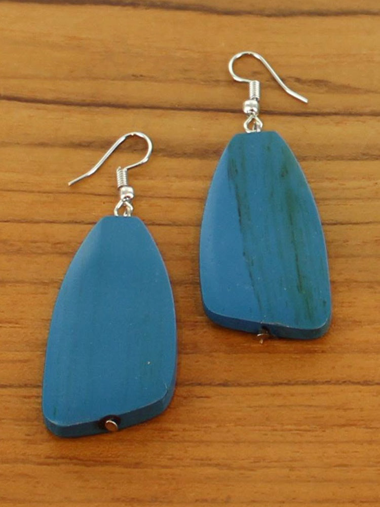 Wooden Pebble Drop Earring