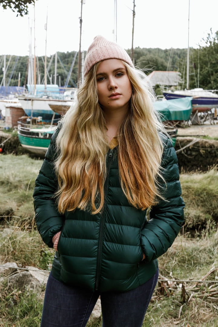 Ibico Puffer Coat with Hood Green - Ula Clothing#colour_green