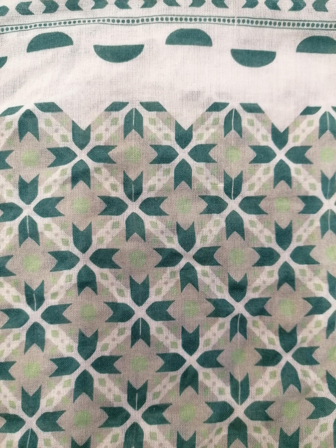 Aztec Print Scarf - Blue / Green and Cream