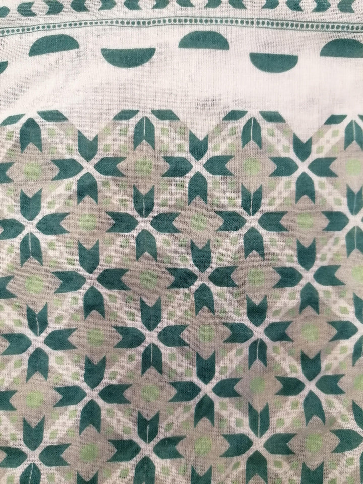 Aztec Print Scarf - Blue / Green and Cream