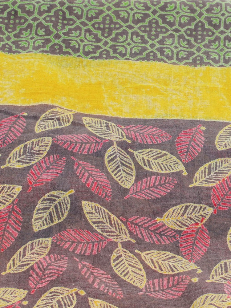 Leaf and Striped Block Printed Scarf / Sarong