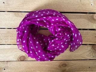 Purple Scarf with White Spots
