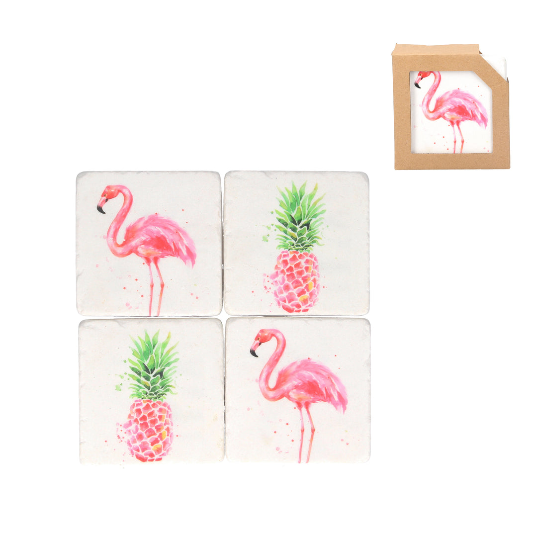 Pink Flamingo & Pineapple Coaster Pack