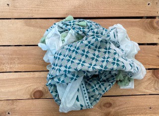 Aztec Print Scarf - Blue / Green and Cream