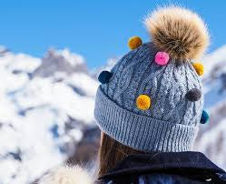 Grey Bobble Hat with Pom Poms