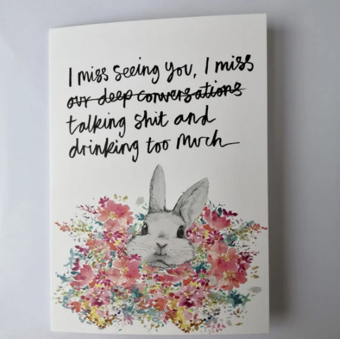 Miss You Bunny Greetings Card