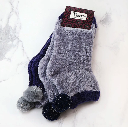 Cosy Chenille Pom Pom Socks