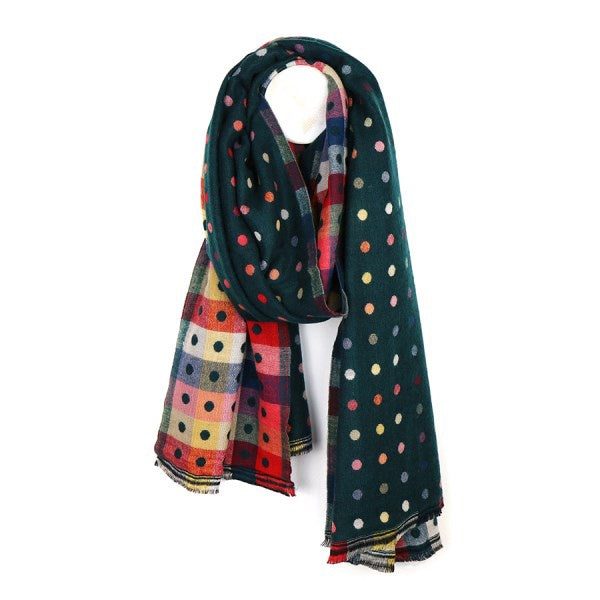Jacquard Mulitcoloured Spot Reversible Scarf