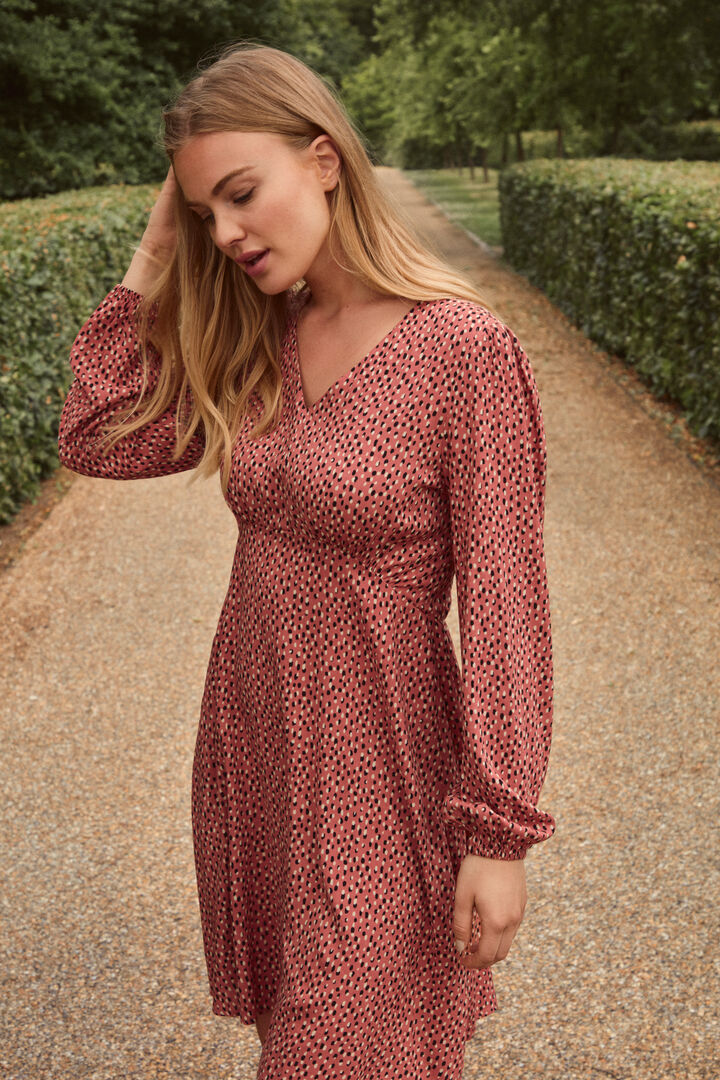 B Young Joella V Neck Dress - Etruscan Red Mix