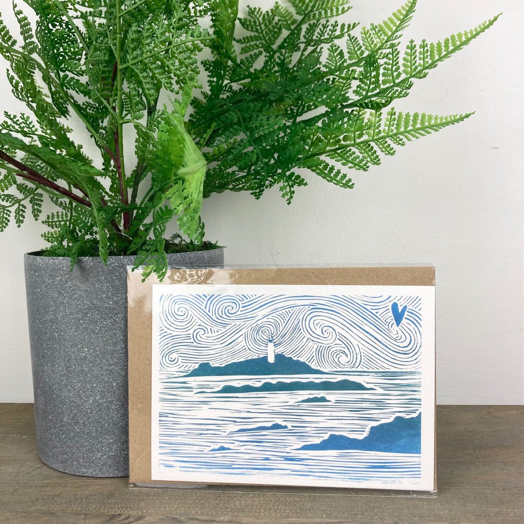 Godrevy Lighthouse Lino Print Card