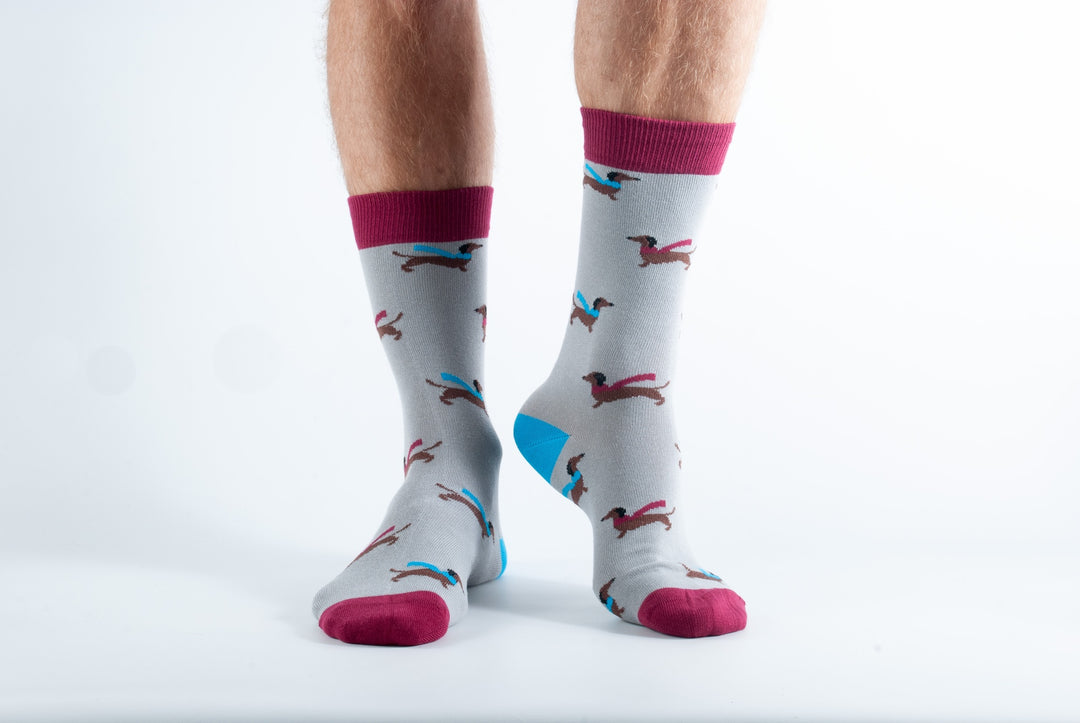 Bamboo Dachshund Socks in Grey