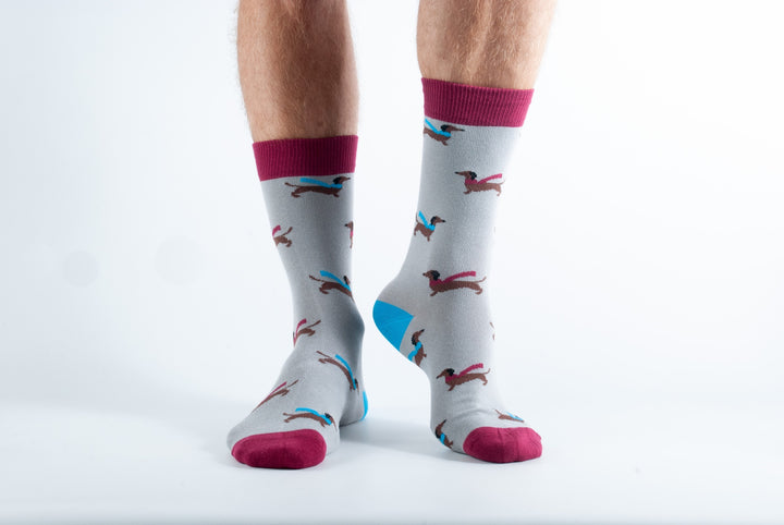 Bamboo Dachshund Socks in Grey